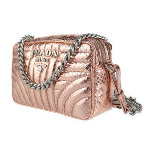 Prada Bag Python Chain Pink Shoulder Leather Impunture